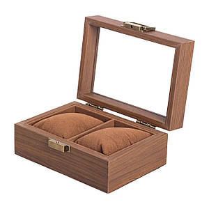 Дерев'яна скринька для наручних годинників з накидним замком 16,5х12х7,5 см на 2 відсіки