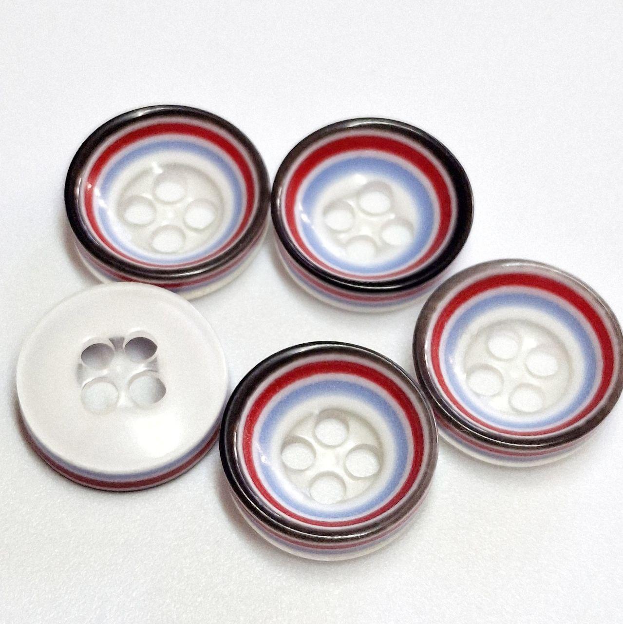 Гудзик круглий глянцевий з різнокольоровим обідком прошивний12мм, фото 1