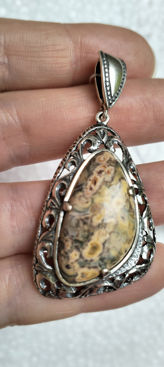 Срібний кулон трикутної форми з яшмою, фото 1