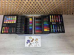 Набір для малювання 133 предметів в алюмінієвій валізі дитячий набір для творчості "Астронавт"