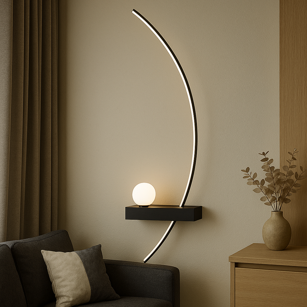 Вигнуте Бра Лед з кулькою Artlight 19W колір Чорний 6454/Y850BK, фото 1