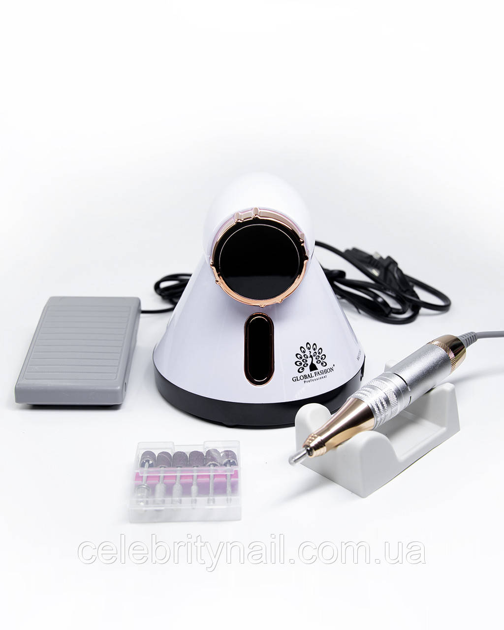 Фрезер для манікюру та педикюру Global Fashion GF-615 White, 80 Вт/50000 об.