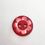 Гудзик круглий перламутровий квіточка світло-бордовий прошивний13мм, фото 2