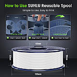 Пластик філамент для 3Д-друку SUNLU TPU  White (03650107Z), Reusable Spool, 1.75mm, 0.5kg, 190-230°C, Білий, фото 9