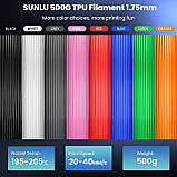 Пластик філамент для 3Д-друку SUNLU TPU  White (03650107Z), Reusable Spool, 1.75mm, 0.5kg, 190-230°C, Білий, фото 3