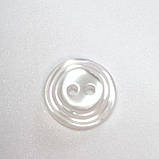 Гудзик круглий перламутровий смужка білий прошивний13мм, фото 2
