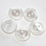 Гудзик круглий перламутровий смужка білий прошивний13мм, фото 3