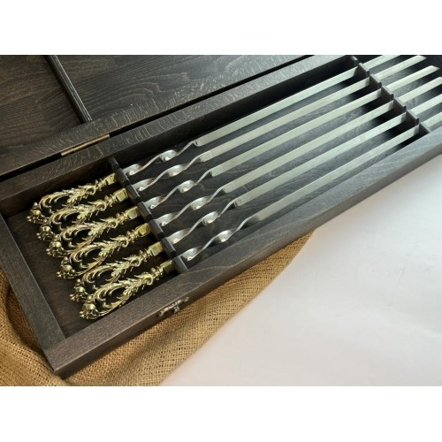 Шампури ручної роботи "Хвиля" в футлярі з деревини буку, фото 1