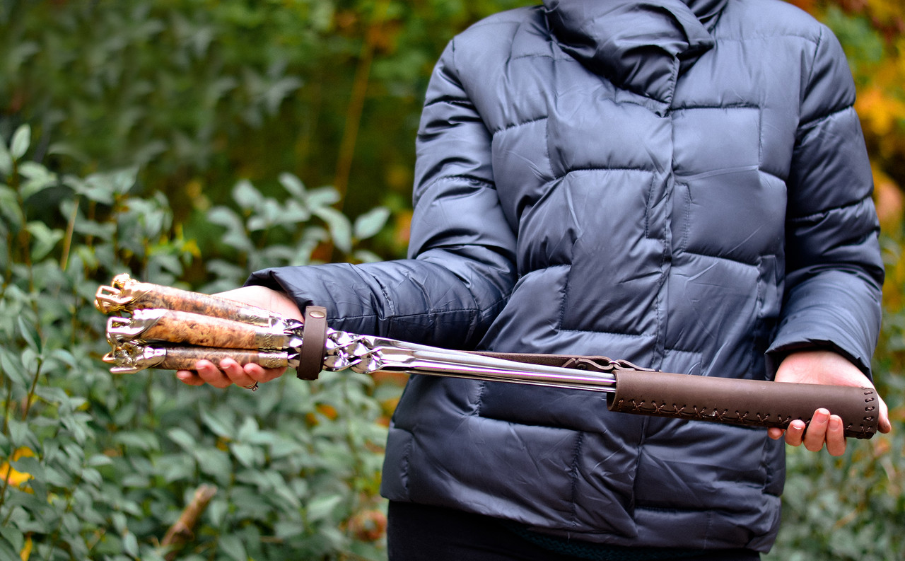 Набір авторських шампурів "From dusk to dawn" (6 шт., 3 мм) у сагайні