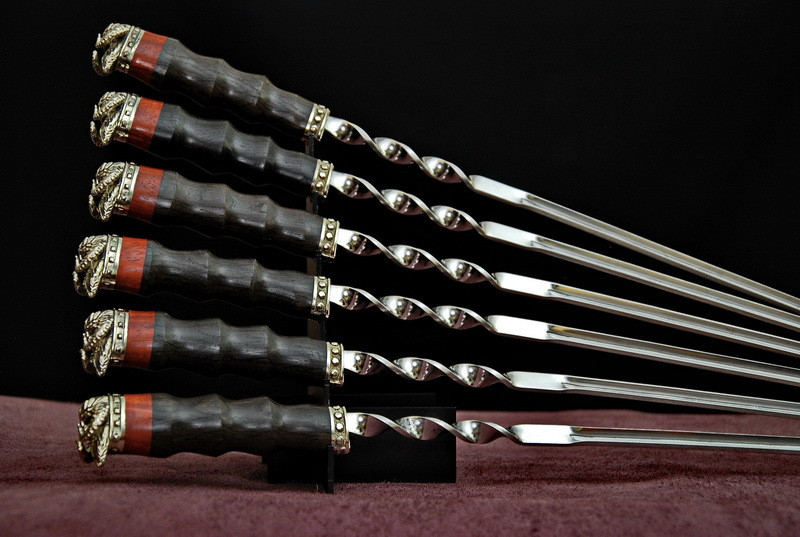 Шампури з авторським дизайном "Viking" в сагайді зі шкіри, 6 ш., фото 1