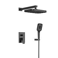 Душевая система Qtap Aquarius скрытого монтажа на два потребителя QTAQA64103NGB Black Matt, латунь