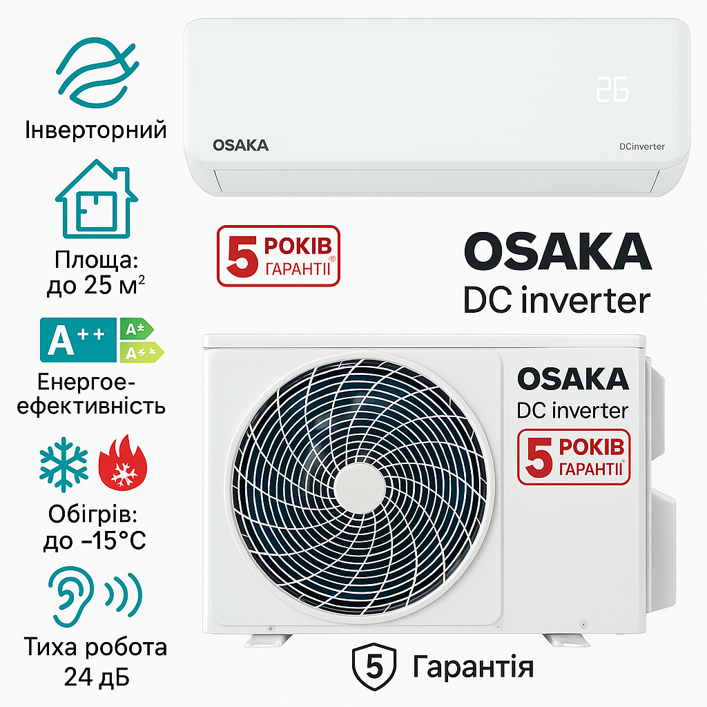 Інверторний кондиціонер OSAKA STV-07HH R-410A: до 25м² | A+++ | Обігрів до -15°C! - фото 1 - id-p2638323861