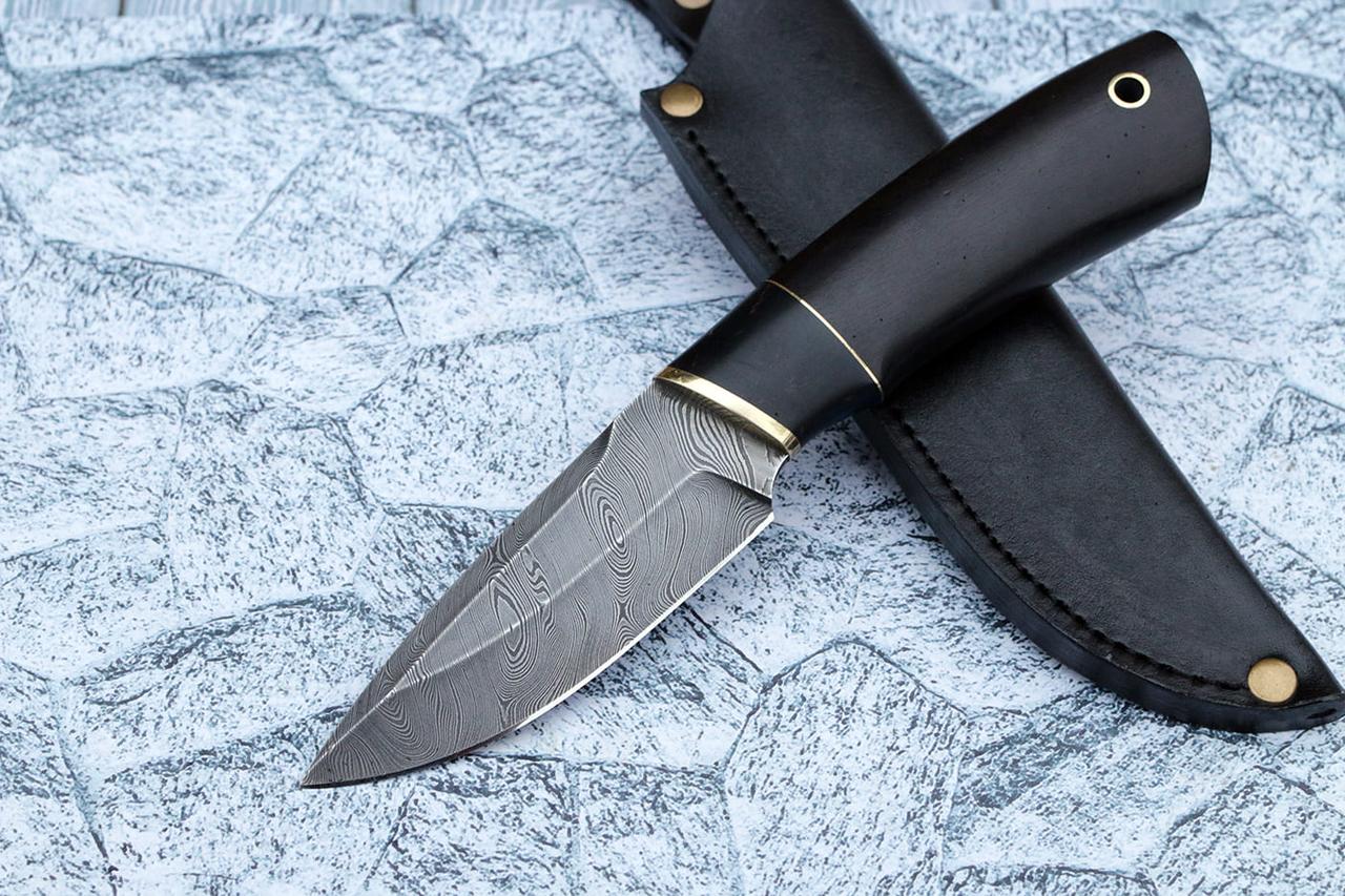 Ніж ручної роботи для полювання "Коротиш" з дамаської сталі 225мм