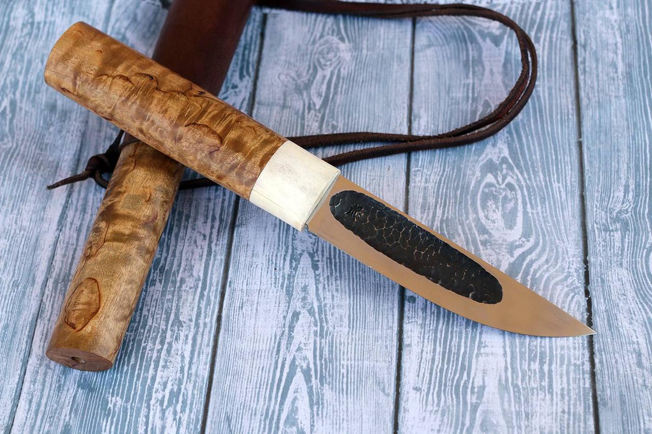 Ніж ручної роботи Якутський, з карельської берези та рогом лося