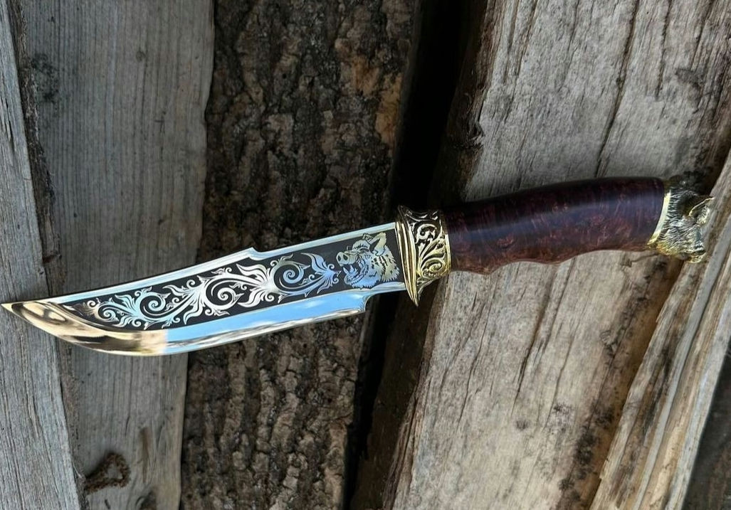 Подарунковий ніж "Red boar"в шкіряних ножнах, сталь 40Х13
