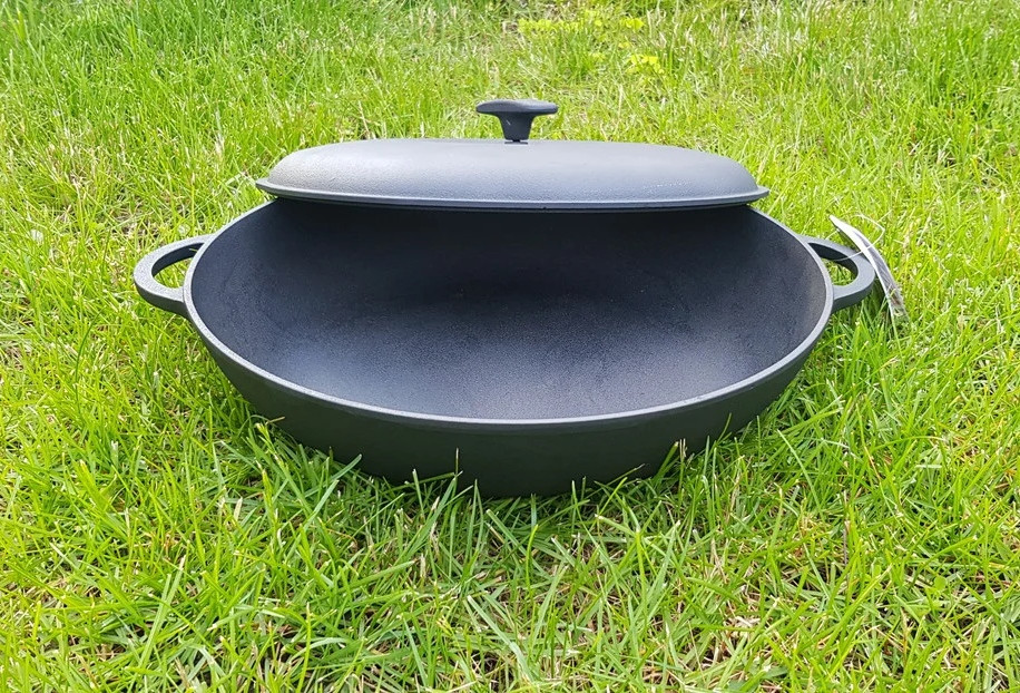 Чавунна сковорода жаровня з кришкою, d 340 мм h 70 мм