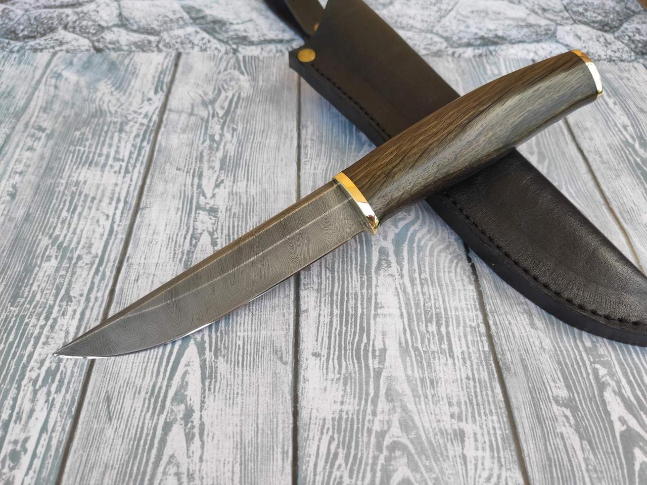 Ніж ручної роботи з дамаської сталі "Помічник" з дубової рукояттю, 233мм