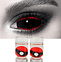 Склеральні чорні лінзи Енімал ред | Чорні лінзи на все око Склери 22 мм | Лінзи Чорні, фото 2