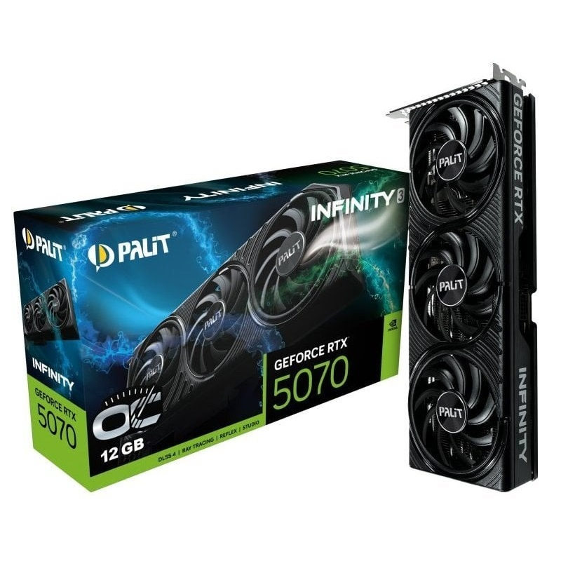 Ігрова відеокарта Palit GeForce RTX 5070 12 GB GDDR7 Infinity 3 OC — потужність Blackwell у компактному корпусі
