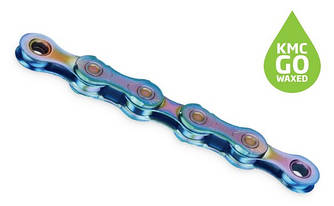 Ланцюг KMC X11 Aurora Blue 11 шв., 118 л. + замок Waxed (змащений парафіновим мастилом KMC GO WAX)