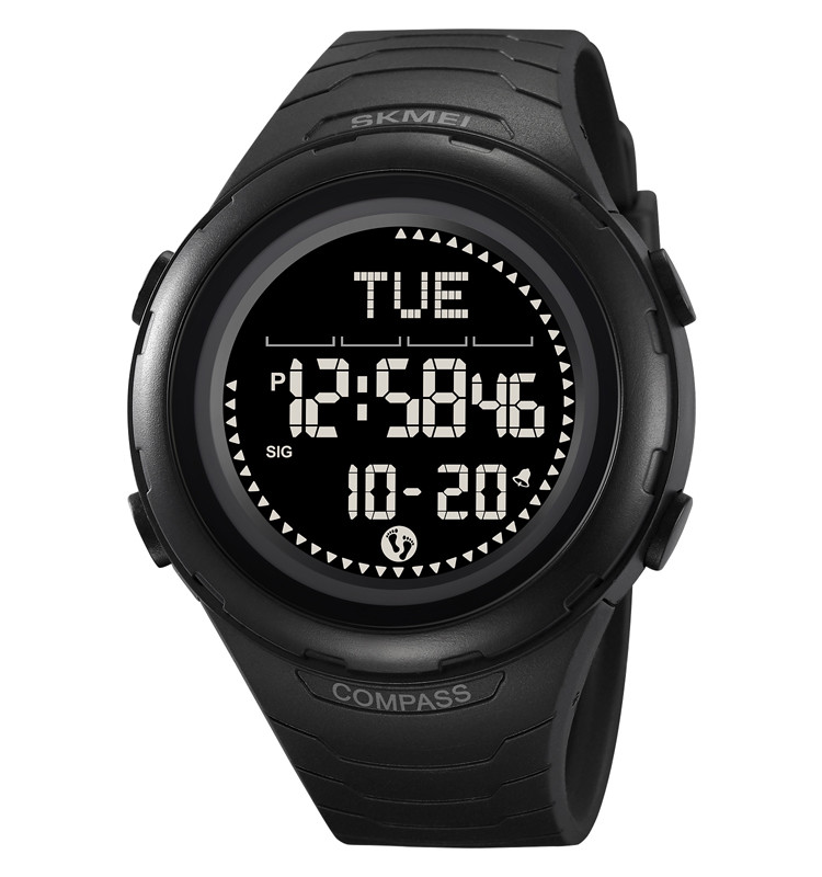 Наручний годинник Skmei 2166 з компасом і крокоміром — чорний ⚫ Compass