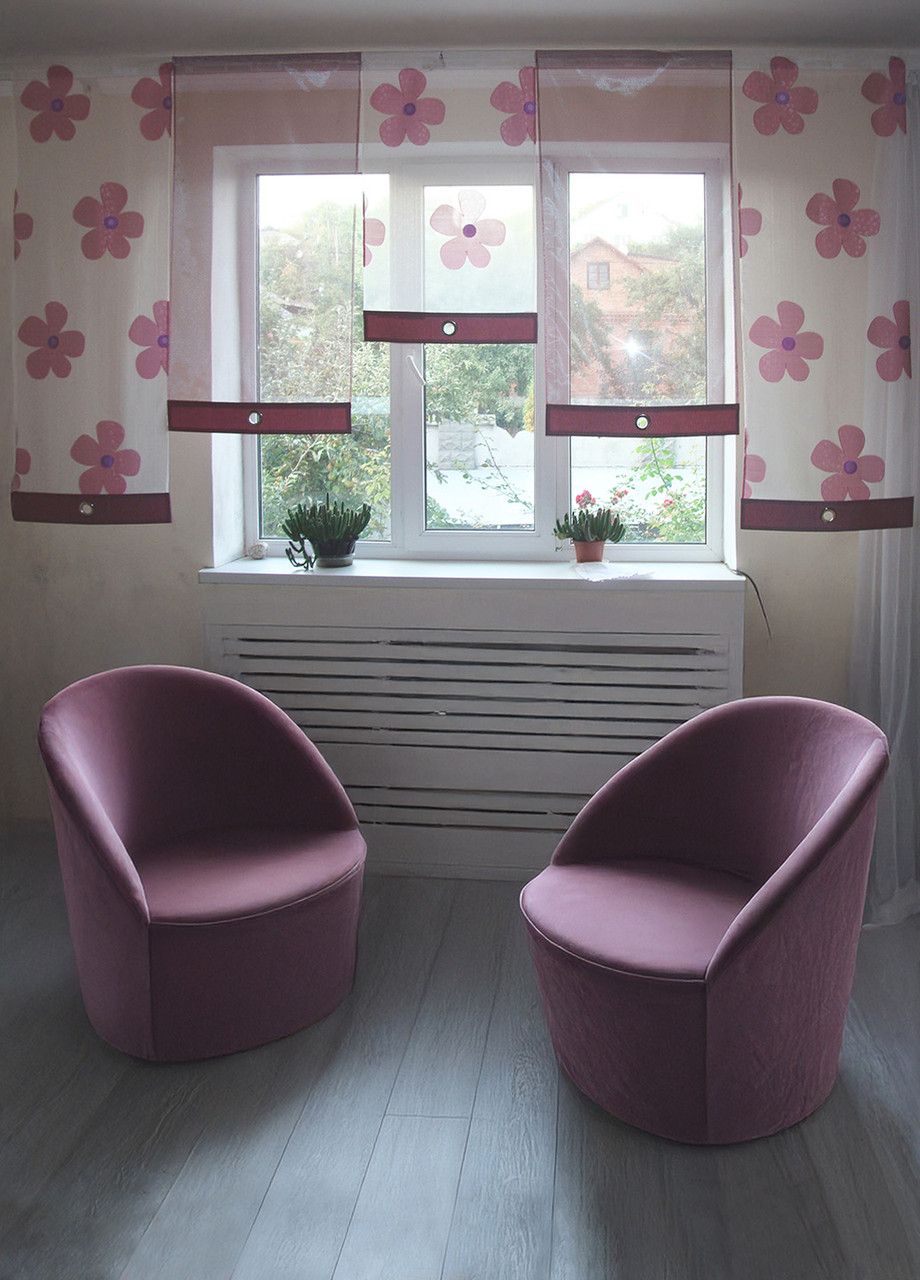 Комплект панельних фіранок Firanka Flowers 5шт карниз 300см рожевий (23_8п), фото 1