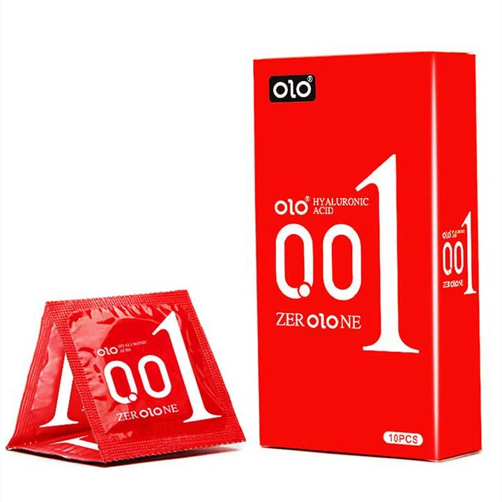 Презервативи Olo 0.01 RED Foil з пухирцями та гіалуроновим мастилом 10 шт.