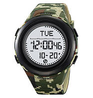 Наручний годинник Skmei 2166 камуфляж піксель із білим циферблатом | з компасом і крокоміром Compass