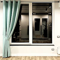 Штора на чорних люверсах 1 шт з підхватом 140х250 см мікровелюр Світло-бірюзовий