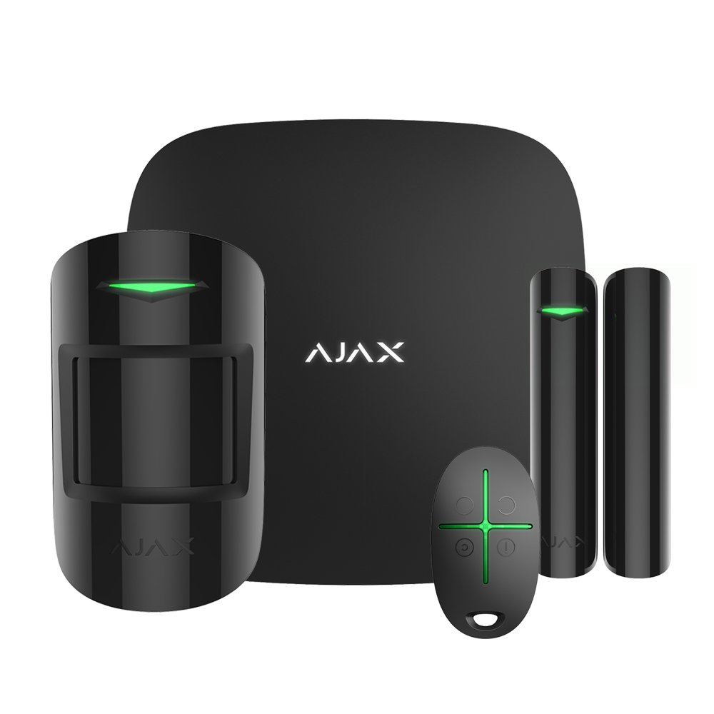 Бездротовий комплект сигналізації Ajax StarterKit Black — базова система охорони: Hub, датчик руху, датчі