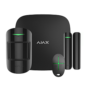 Бездротовий комплект сигналізації Ajax StarterKit Black — базова система охорони: Hub, датчик руху, датчі