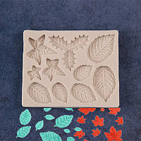 Форма з харчового силікону Finding Молд листочки підходить під заливку різних матеріалів Сірий 7.2 см x 9 см х 0.9 см