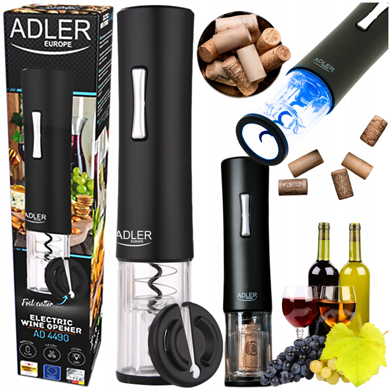 Відкривачка для вина Adler AD 4490 — електрична, LED, фото 1