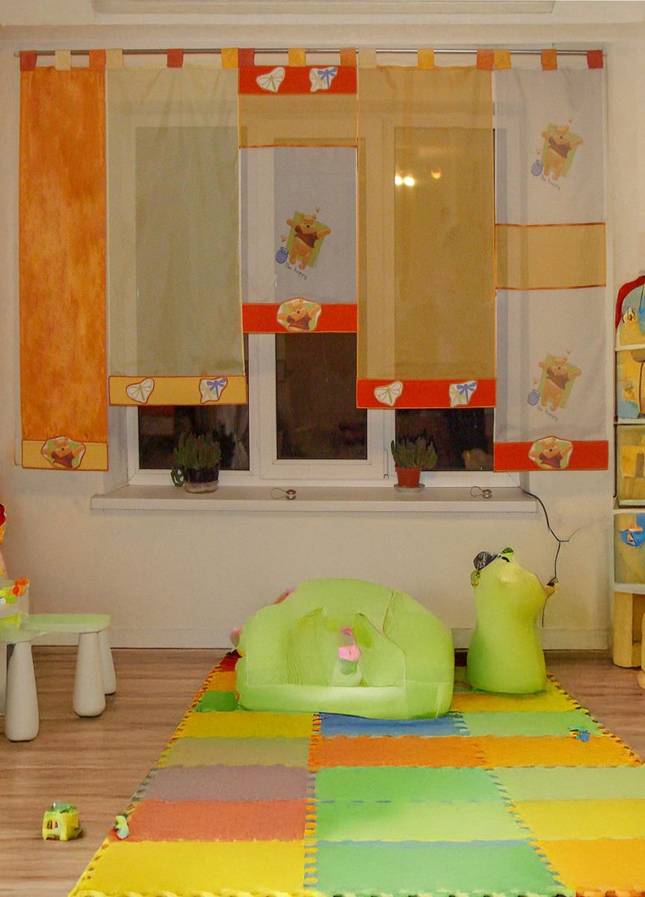 Комплект панельних фіранок Firanka Вінні Пух 5шт карниз 220см помаранчевий (1_1п), фото 1