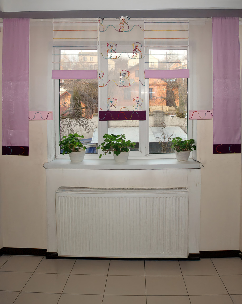 Комплект панельних фіранок Firanka Kids на карниз 250см 7шт рожеві та фіолетові (2_4п), фото 1