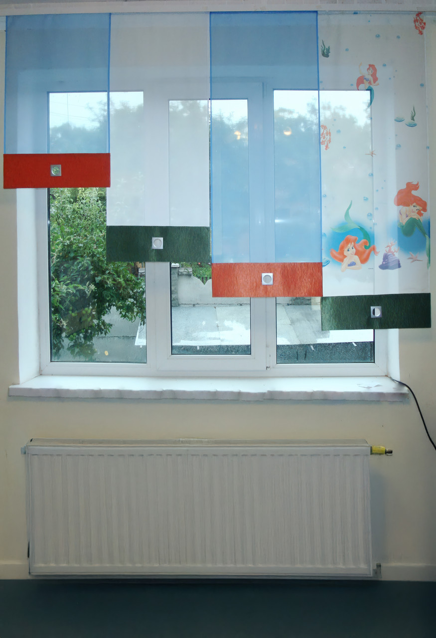 Комплект панельних фіранок Firanka Русалка карниз 200см червоний з блакитним (2п), фото 1