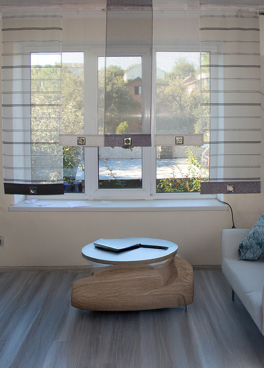 Комплект панельних фіранок Firanka Line 5шт карниз 220см сірий з чорним (10_7п), фото 1