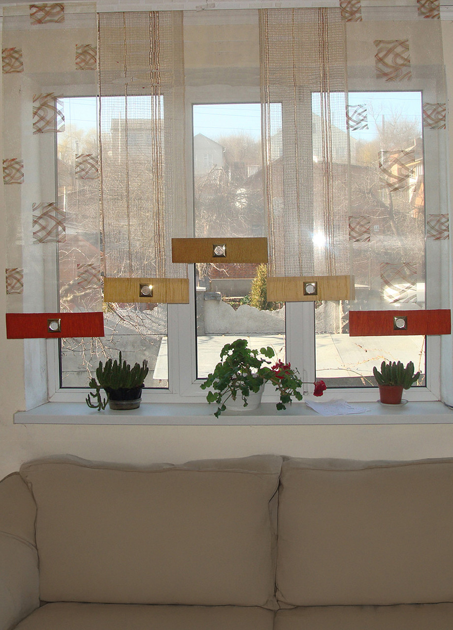 Комплект панельних фіранок Firanka Абстракція Квадрати 5шт карниз 190см бежевий (10п), фото 1