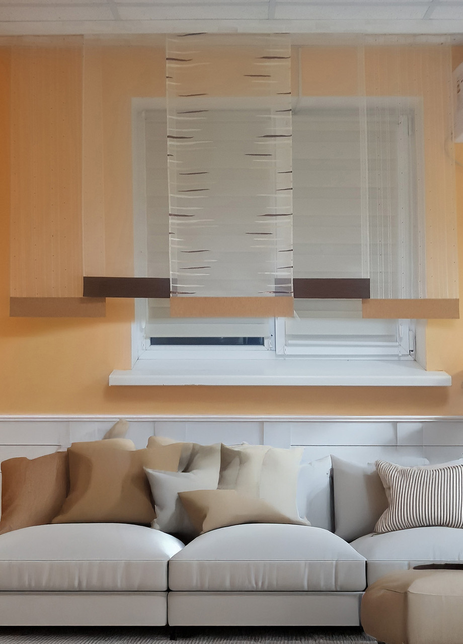 Комплект панельних фіранок Firanka Simple 5шт карниз 200см коричневий з бежевим (11_2п), фото 1