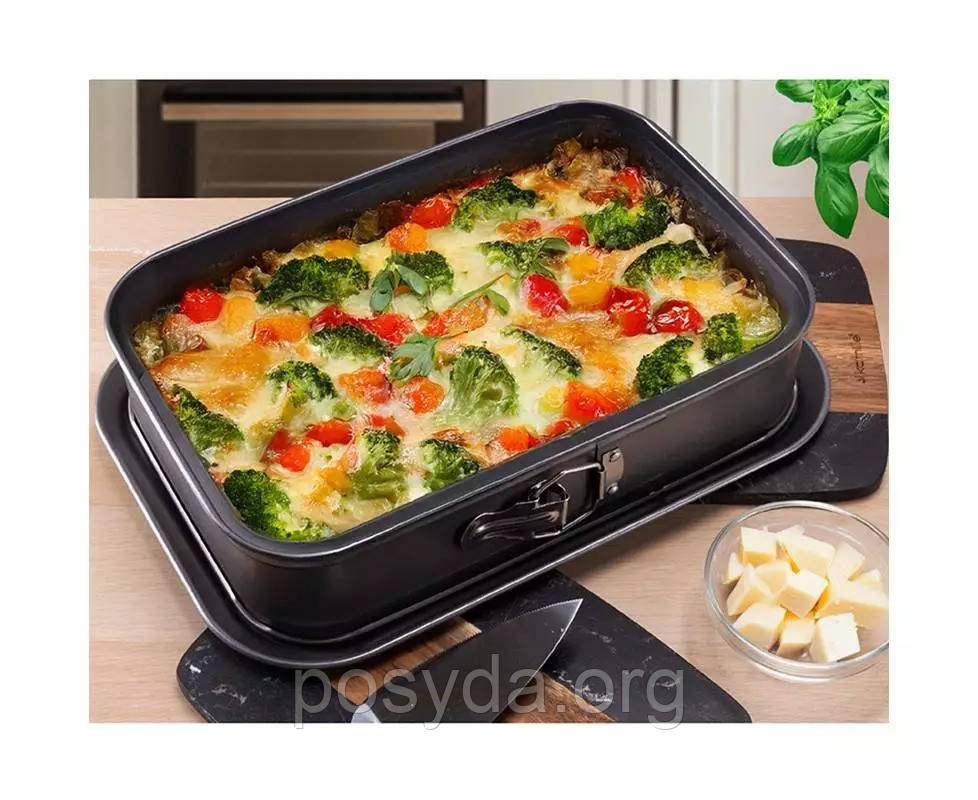 Форма для випікання роз'ємна Kamille 36,5х28х8см з вуглецевої сталі KM-6040, фото 1