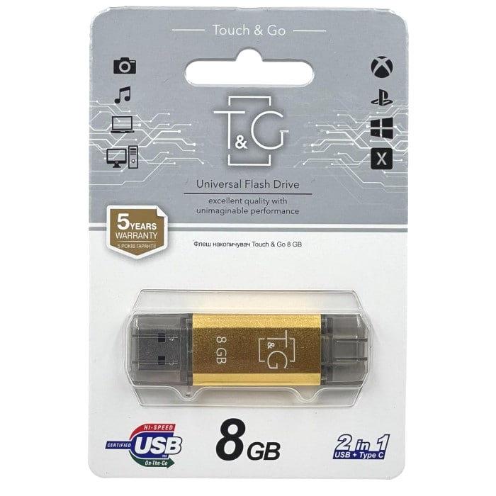 Флешнакопичувач Usb 8Gb T&G 009 Star series (Type C 2.0) Gold