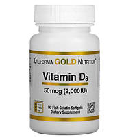 Вітамін D3 California Gold Nutrition 2000 МО 90 капсул