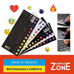 Наклейка на клавіатуру SampleZone непрозора чорна, біло-жовта SZ-BK-YS smart