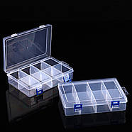 Контейнер для зберігання фурнітури та бісеру з кришкою та 8 відділеннями, Органайзер для дрібних деталей та Ардуїно, фото 5