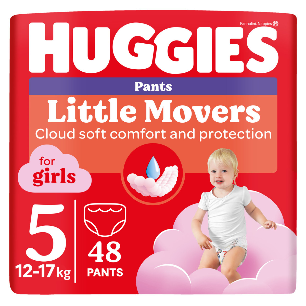 Підгузки-трусики дитячі Huggies Pant Girl розмір 5 (12-17кг) Mega 48 шт