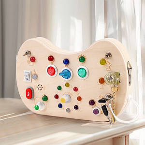 Дитяча розвивальна іграшка Бізіборд MD 1523 сумка дерев'яна