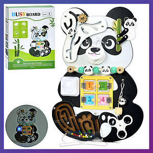 Дитяча розвивальна іграшка Бізіборд MD 1524 панда дерев'яна