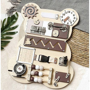 Дитяча розвивальна іграшка Бізіборд MD 1528 ведмедик дерев'яний