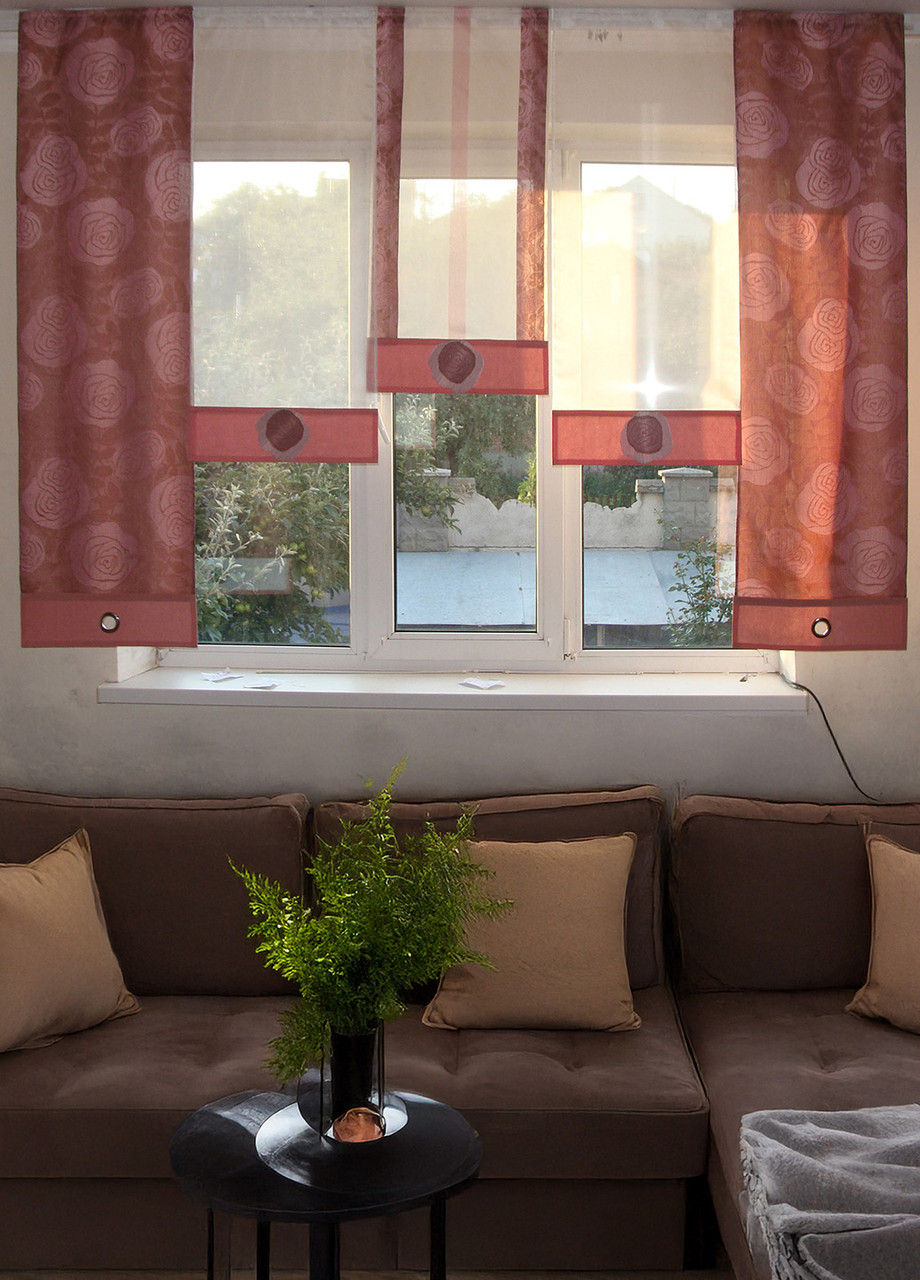 Комплект панельних фіранок Firanka Rose 2м рожеві (25_2п), фото 1