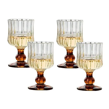 Келихи для вина та інших алкогольних напоїв, набір келихів мають рельєфне скло та фігурну ніжку